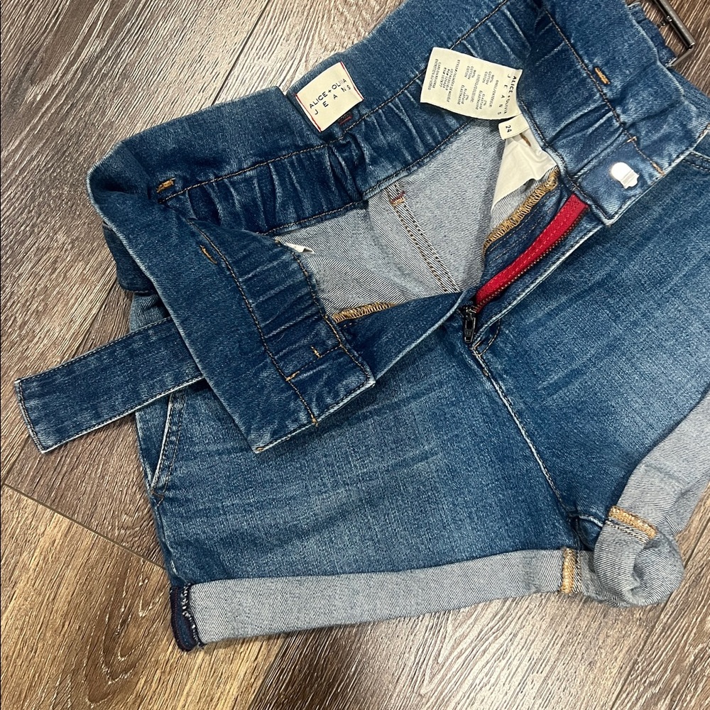 Alice + Olivia Jeans “Rosemary” High-Waisted Paperbag Belted Denim Shorts ❤️ - Picture 11 of 16